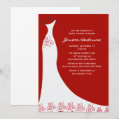 Red Wedding Gown Brautparty Einladung (Vorne/Hinten)