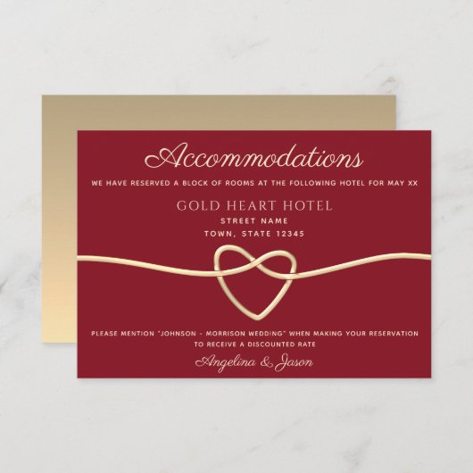 Red Wedding Information Card (Vorne/Hinten)