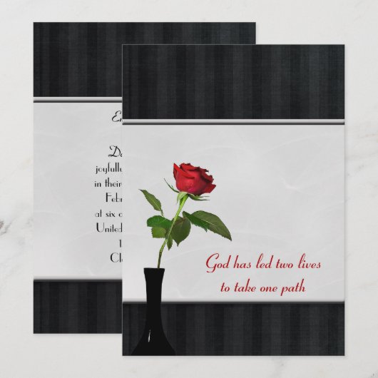 Red Wedding Rose Einladung (Vorne/Hinten)