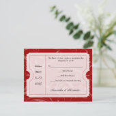 Red Wedding Ticket RSVP Card Karte (Stehend Vorderseite)