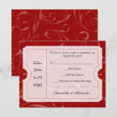 Red Wedding Ticket RSVP Card Karte (Vorne/Hinten)