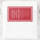 Red Wedding Wine Bottle Monogram Fevor Labels Rechteckiger Aufkleber (Tasche)