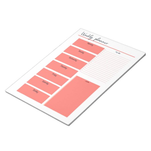 Red Weekekly Planner Notepad Notizblock (angewinkelt)