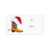 Red Weihnachtsmannmütze Cowboy Boot Geschenk Tag A Adressaufkleber (Vorne)