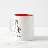 Red Weihnachtsmannmütze Custom Holiday Monogram Zweifarbige Tasse (Vorderseite Links)