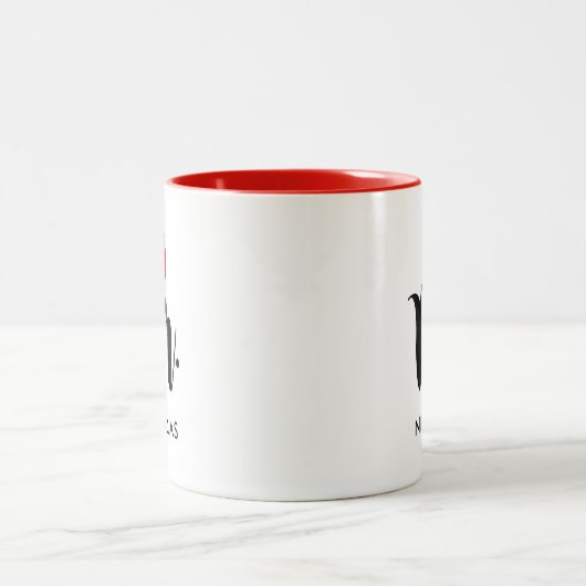 Red Weihnachtsmannmütze Custom Holiday Monogram Zweifarbige Tasse (Mittel)