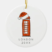 Red Weihnachtsmannmütze London Telefone Weihnachts Keramik Ornament (Vorne)