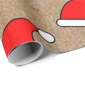 Red Weihnachtsmannmütze Pattern auf rustikalem Kra Geschenkpapier (Rolleneckpunkt)