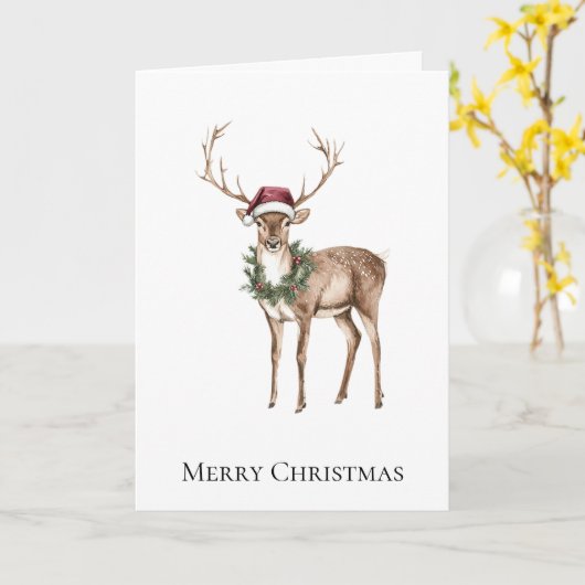 Red Weihnachtsmannmütze Reindeer Weihnachten Karte (Gelbe Blume)