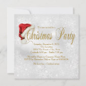 Red Weihnachtsmannmütze Snowflake Weihnachten Part Einladung (Vorderseite)