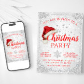 Red Weihnachtsmannmütze Snowflake Weihnachts-Party Einladung