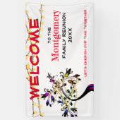 Red Welcome Family Wiedersehen Tree Lights Banner (Vertikal)