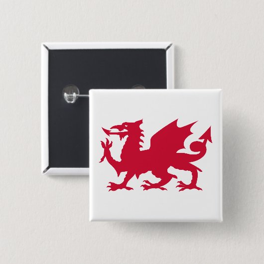 Red Welsh Dragon Button (Vorne & Hinten)