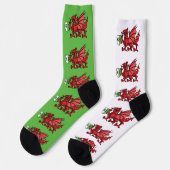 Red Welsh Dragon Custom Monogram Socken (Linkes Detail)