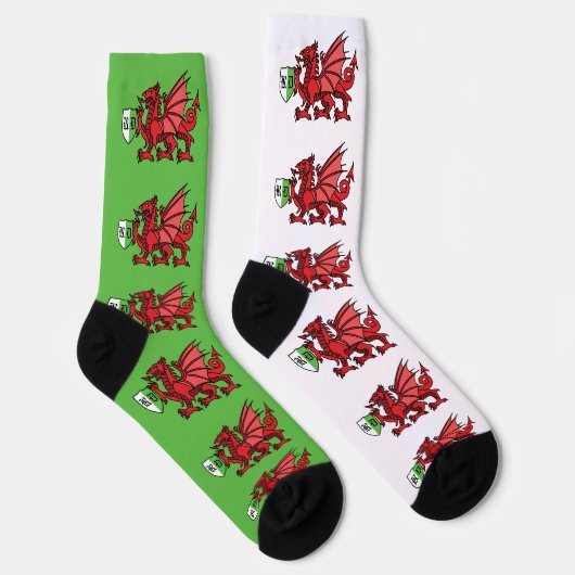 Red Welsh Dragon Custom Monogram Socken (Rechts)