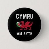 Red Welsh Dragon Cymru Roots Rugby Fan Wales Flagg Button (Vorderseite)