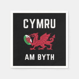 Red Welsh Dragon Cymru Roots Rugby Fan Wales Flagg Serviette