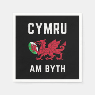 Red Welsh Dragon Cymru Roots Rugby Fan Wales Flagg Serviette