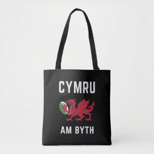 Red Welsh Dragon Cymru Roots Rugby Fan Wales Flagg Tasche