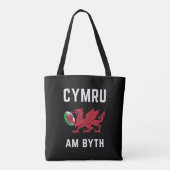 Red Welsh Dragon Cymru Roots Rugby Fan Wales Flagg Tasche (Rückseite)