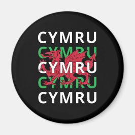 Red Welsh Dragon Cymru Wiederholung Text Wales Roo Magnet