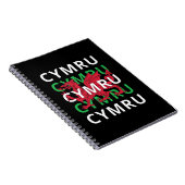 Red Welsh Dragon Cymru Wiederholung Text Wales Roo Notizblock (Rechte Seite)