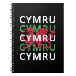 Red Welsh Dragon Cymru Wiederholung Text Wales Roo Notizblock