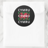 Red Welsh Dragon Cymru Wiederholung Text Wales Roo Runder Aufkleber (Tasche)