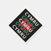 Red Welsh Dragon Cymru Wiederholung Text Wales Roo Serviette (Ecke)