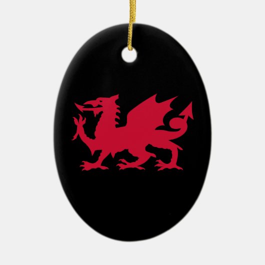 Red Welsh Dragon Keramik Ornament (Vorne)