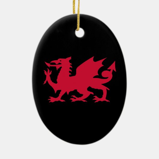 Red Welsh Dragon Keramik Ornament (Hinten)