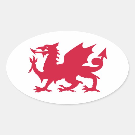 Red Welsh Dragon Ovaler Aufkleber (Vorderseite)