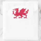 Red Welsh Dragon Ovaler Aufkleber (Tasche)