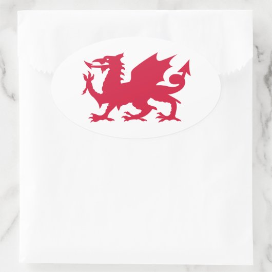 Red Welsh Dragon Ovaler Aufkleber (Tasche)
