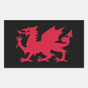 Red Welsh Dragon Rechteckiger Aufkleber