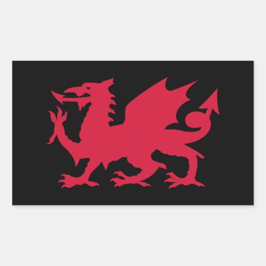 Red Welsh Dragon Rechteckiger Aufkleber (Vorderseite)