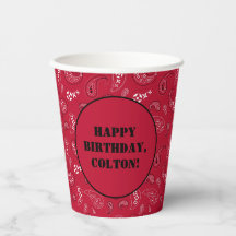 Red Western Bandana Print Geburtstagsparty