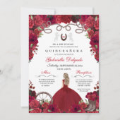 Red Western Charra Princess Ranchero Quinceanera Einladung (Vorderseite)