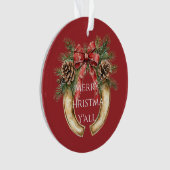 Red Western Gold Horse Shoe Weihnachtsferien Pine  Ornament (Vorderseite)