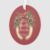 Red Western Gold Horse Shoe Weihnachtsferien Pine  Ornament (Vorderseite)