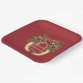 Red Western Gold Horse Shoe Weihnachtsferien Pine  Pappteller (Gewinkelt)