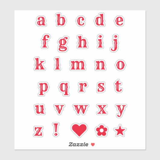 Red Western Letters | Monogram Alphabet Stickers Aufkleber (Blatt)