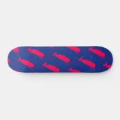 Red Whales on Blue Skateboard (Horizontal)