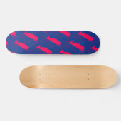 Red Whales on Blue Skateboard (Horizontal)