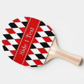 Red WhBlack Harlequin Red Ribbon Name Monogram Tischtennis Schläger (Seitenansicht)
