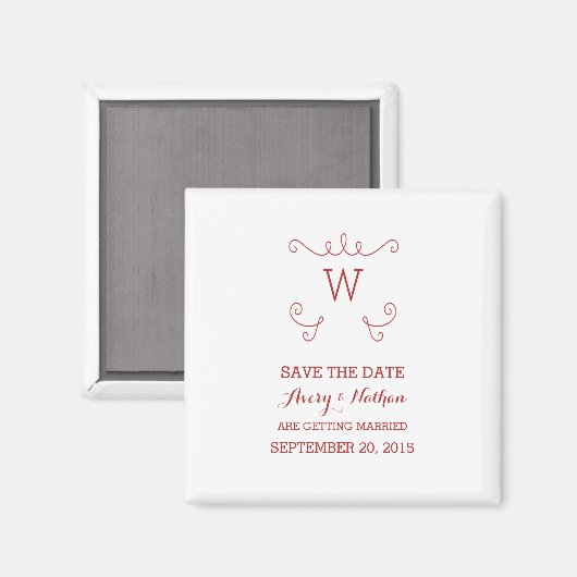 Red Whimsical Blüh Save the Date Magnet (Vorderseite/Rückseite)