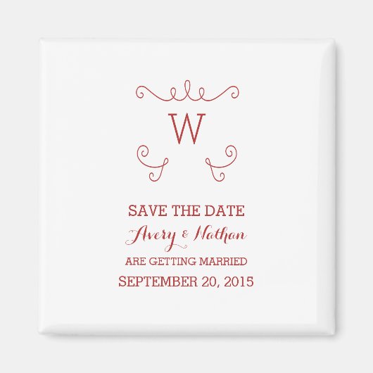 Red Whimsical Blüh Save the Date Magnet (Vorne)
