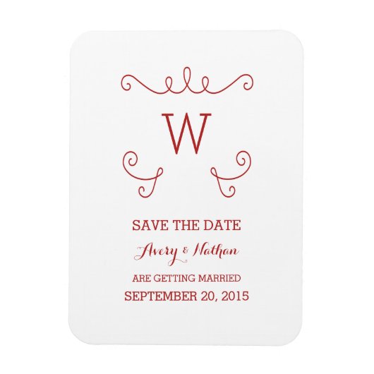 Red Whimsical Blüh Save the Date Magnet (Vertikal)