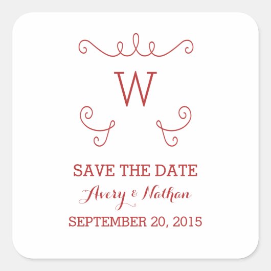 Red Whimsical Blühte Save the Date Stickers (Vorderseite)