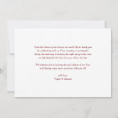 Red Whimsical Calligraphy Foto Collage Wedding Dankeskarte (Rückseite)